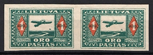 1921 Lithuania, Airmail, Pair, Imperforate