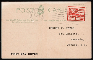 1943 (1 Jun) Jersey, German Occupation, Germany, FDC Postcard locally addressed in Jersey, franked with 1p