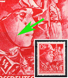 1945 12pf Third Reich, Germany, 'Threw' on the Face