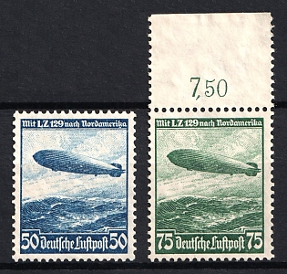 1936 Third Reich, Germany, Airmail, Complete Set, Margin, Plate Number