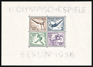 1936 Third Reich, Germany, Souvenir Sheet