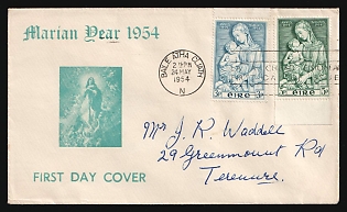 1954 (24 May) Ireland, 'Marian Year 1954', First Day Cover  from Dublin(Ireland) locally addressed, franked with First Day of Issue Complete Set 3pg - 5pg