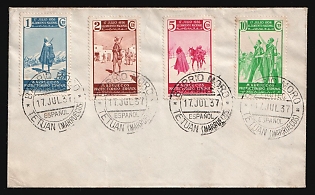 1937 (17 Jul) Morocco, Spanish protectorate, Cover, from Tetuan (Morocco), franked with 1C, 2C, 5C, 10C