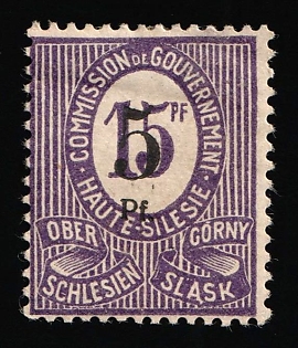 1920 5pf on 15pf Joining of Upper Silesia, Germany, Misprint, Signed