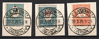 1920 Joining of Upper Silesia on pieces, Germany, Complete Set, Readable Postmarks