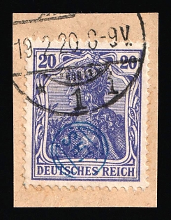 1920 20pf on piece, Joining of Upper Silesia, Germany, French Occupation, Signed, Certificate