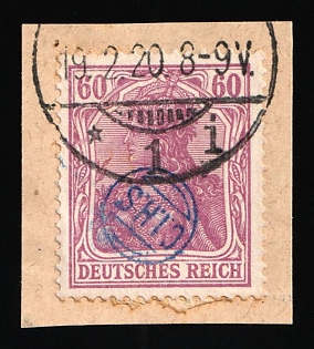 1920 60pf on piece, Joining of Upper Silesia, Germany, French Occupation, Signed, Certificate