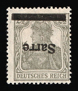1920 2 1/2pf Saar, Germany, Inverted Overprint, Certificate, Signed