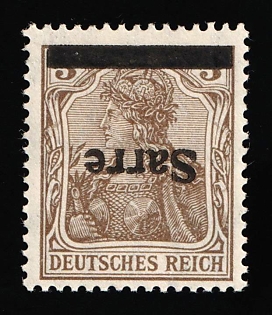 1920 3pf Saar, Germany, Inverted Overprint, Certificate, Signed