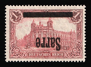 1920 1m Saar, Germany, Inverted Overprint, Certificate, Signed