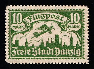 1921 10m Danzig Gdansk, Germany, Airmail