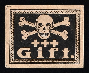 1920-1945 'Poison Label - from the Dachu Concentration Camp Laboratory (Germany)', Nazi Germany Third Reich Propaganda Label Stamp