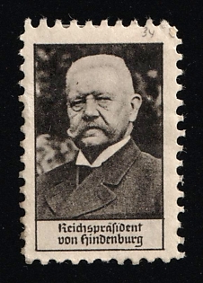 1920-1945 'Reich President von Hindenburg', Nazi Germany Third Reich Propaganda Label Stamp