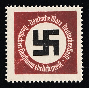 1920-1945 'German Spirit, German Goods, German Merchant', Swastika, Nazi Germany Third Reich Propaganda Label Stamp
