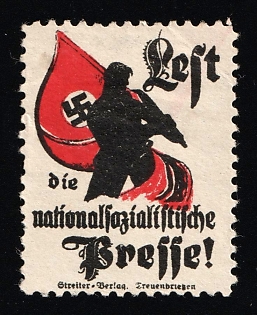 1920-1945 'Left the Nazi Party!', Swastika, Nazi Germany Third Reich Propaganda Label Stamp