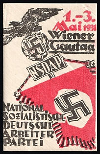 1931 'Vienna Gautag NSDAP National Socialist German Workers' Party', German Eagle, Nazi Germany Third Reich Propaganda Label Stamp