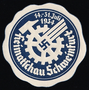 1934 'Local News from Schweinfurt', Nazi Germany Third Reich Propaganda Label Stamp