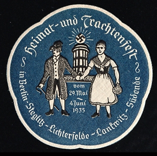 1935 'Local Heritage and Traditional Costume Festival', Nazi Germany Third Reich Propaganda Label Stamp