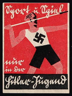 1920-1945 'Sports and Games', Nazi Germany Third Reich Propaganda Label Stamp