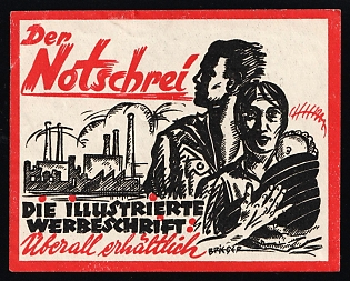 1920-1945 'The Cry for Help', Nazi Germany Third Reich Propaganda Label Stamp
