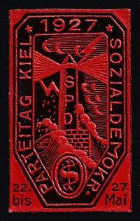 1927 'Party Conference Kiel Social Democor', Nazi Germany Third Reich Propaganda Label Stamp