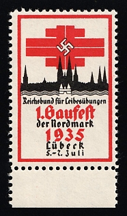 1935 'Reich Association for Physical Exercise', Nazi Germany Third Reich Propaganda Label Stamp