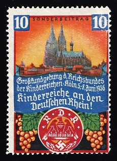1936 'Large Rally of the Reich Association of Large Families', Nazi Germany Third Reich Propaganda Label Stamp
