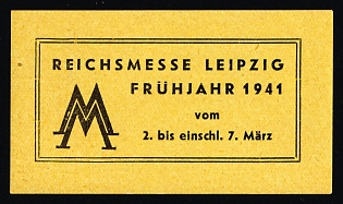 1941 'Reich Fair Leipzig Spring 1941', Nazi Germany Third Reich Propaganda Label Stamp