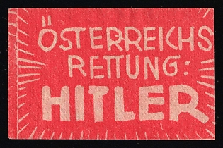 1920-1945 'Austria's Salvation Hitler', Nazi Germany Third Reich Propaganda Label Stamp