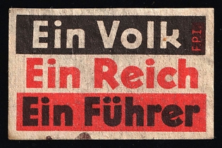 1920-1945 'One Nation One Empire One Leader', Nazi Germany Third Reich Propaganda Label Stamp