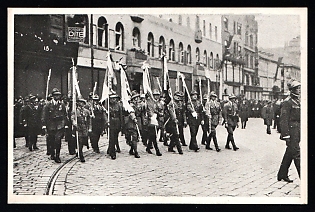 Czechoslovak Legion in Siberia, Russia, Civil War, 'Funeral of a Legionnaire. Banners of the Czech Legions', Postcard