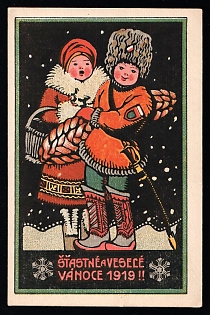 Czechoslovak Legion in Russia, Russia, Civil War, 'Merry and Happy Christmas 1919!!', Postcard