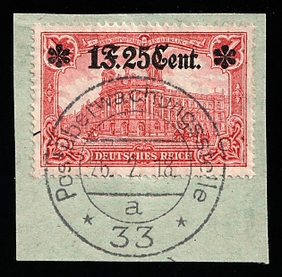 1916 1fr 25c on piece Western Lands, German Occupation, Germany, Signed