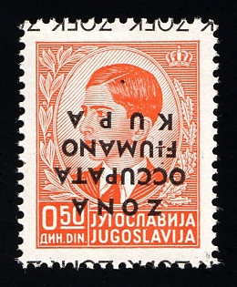1941 0.5din Fiume and Kupa, Italian Occupation, INVERTED Overprint