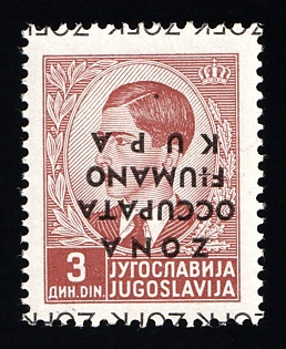 1941 3din Fiume and Kupa, Italian Occupation, INVERTED Overprint