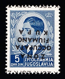1941 5din Fiume and Kupa, Italian Occupation, INVERTED Overprint
