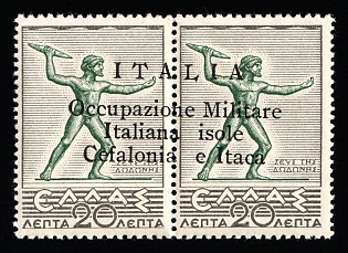 1941 20l Kefalonia and Ithaca, Italian Occupation, Pair, Signed