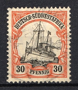 1911 30pf South West Africa, German Colonies, Kaiser’s Yacht, Germany