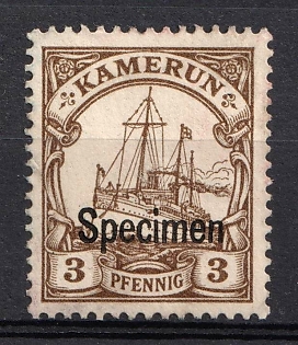 1900 3pf Cameroon, German Colonies, Kaiser’s Yacht, Germany, Specimen