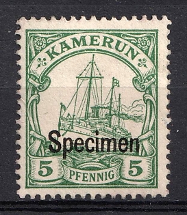 1900 5pf Cameroon, German Colonies, Kaiser’s Yacht, Germany, Specimen