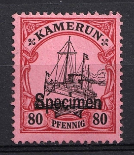 1900 80pf Cameroon, German Colonies, Kaiser’s Yacht, Germany, Specimen