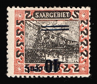1921 40c Saar, Germany, Signed, INVERTED Overprint