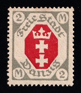1921 2m Danzig Gdansk, Germany, WITHOUT Rossete