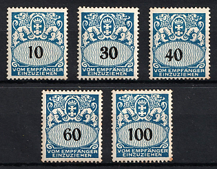 1938 Danzig Gdansk, Germany, Postage Due Stamps, Complete Set