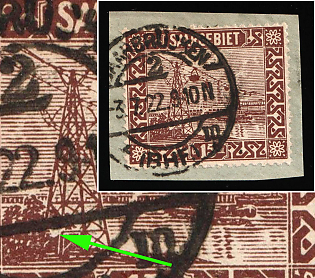 1922 15c Saar, Germany, White Spot on the Left