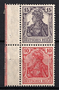 1919 Weimar Republic, Germany, Se-tenant, Zusammendrucke, Margin