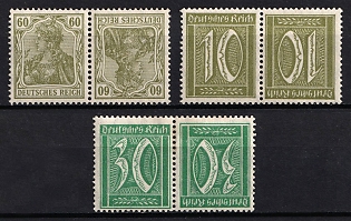 1921 Weimar Republic, Germany, Tete-beches, Se-tenants, Zusammendrucke