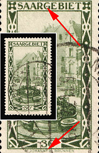 1926 30c Saar, Germany, F Instead of E in 'Johanner', Dot in G