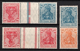 1921 Weimar Republic, Germany, Gutter Tete-beches, Se-tenants, Zusammendrucke