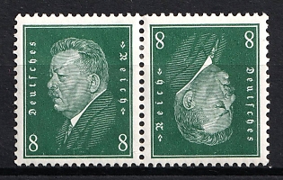 1928 8pf Weimar Republic, Germany, Tete-beche, Se-tenant, Zusammendrucke